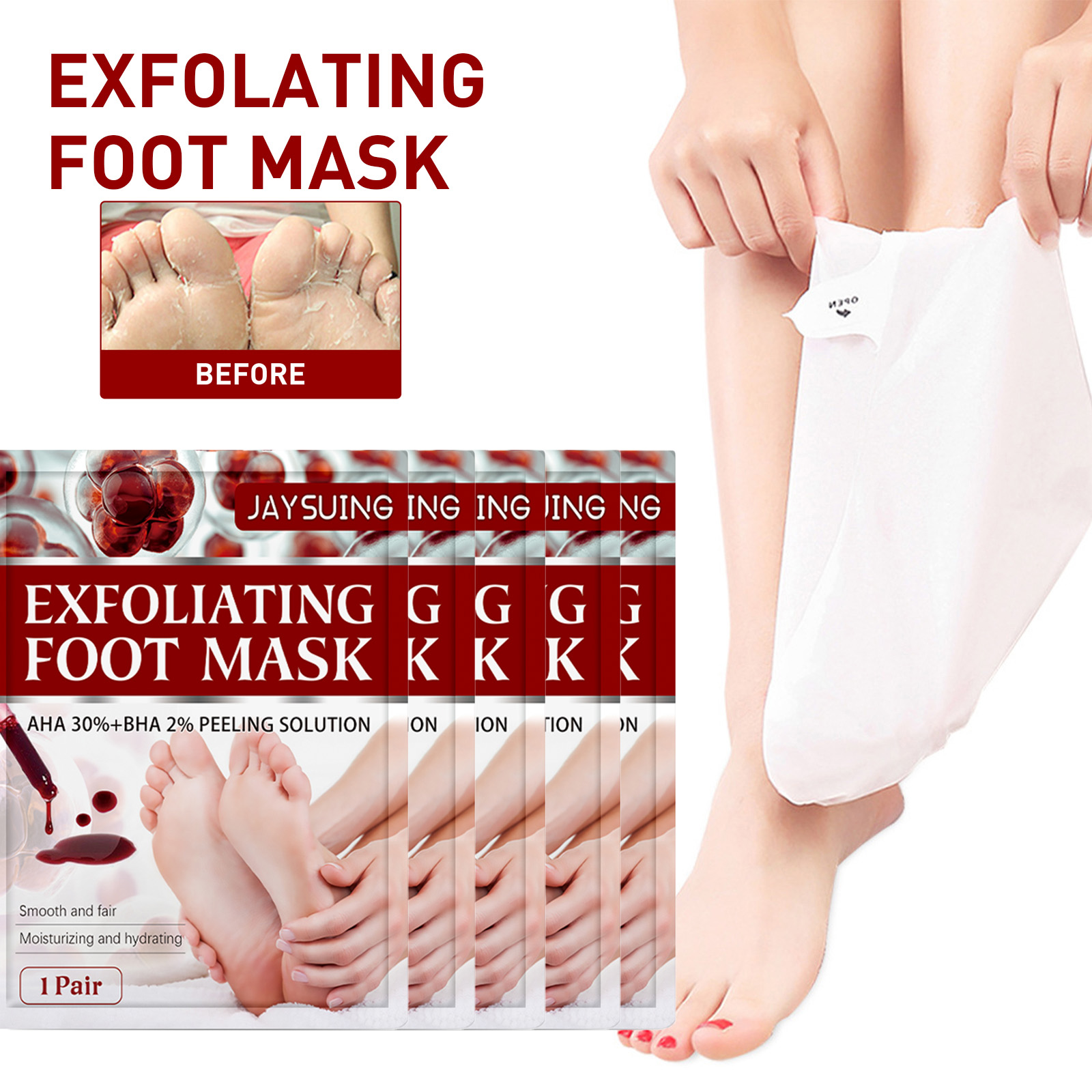 Foot Mask Peeling - Отшелушивающая маска для ног AHA, увлажняющая,